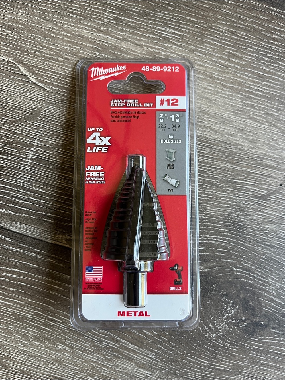 Milwaukee Black Step Drill Bit Set (Sizes #1, #4, #9, #12)
